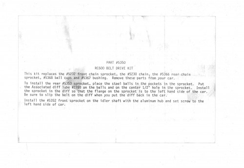 RC500 Belt Kit Instructions