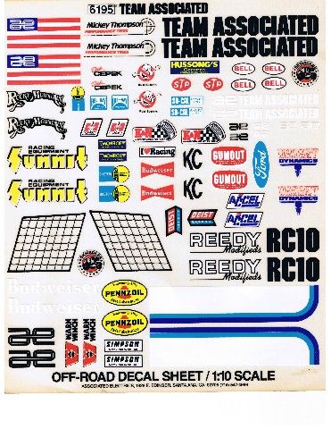 Vintage RC10 Decal Sheet 6195 RC10Talk The Net s Largest Vintage R C Community