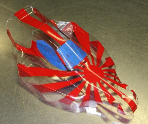 Red is shot, mask removed.