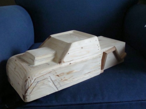 here is the wood mold at the rough sanding stage